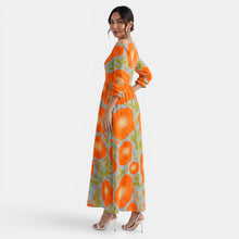 Printed Linen Midi Dress