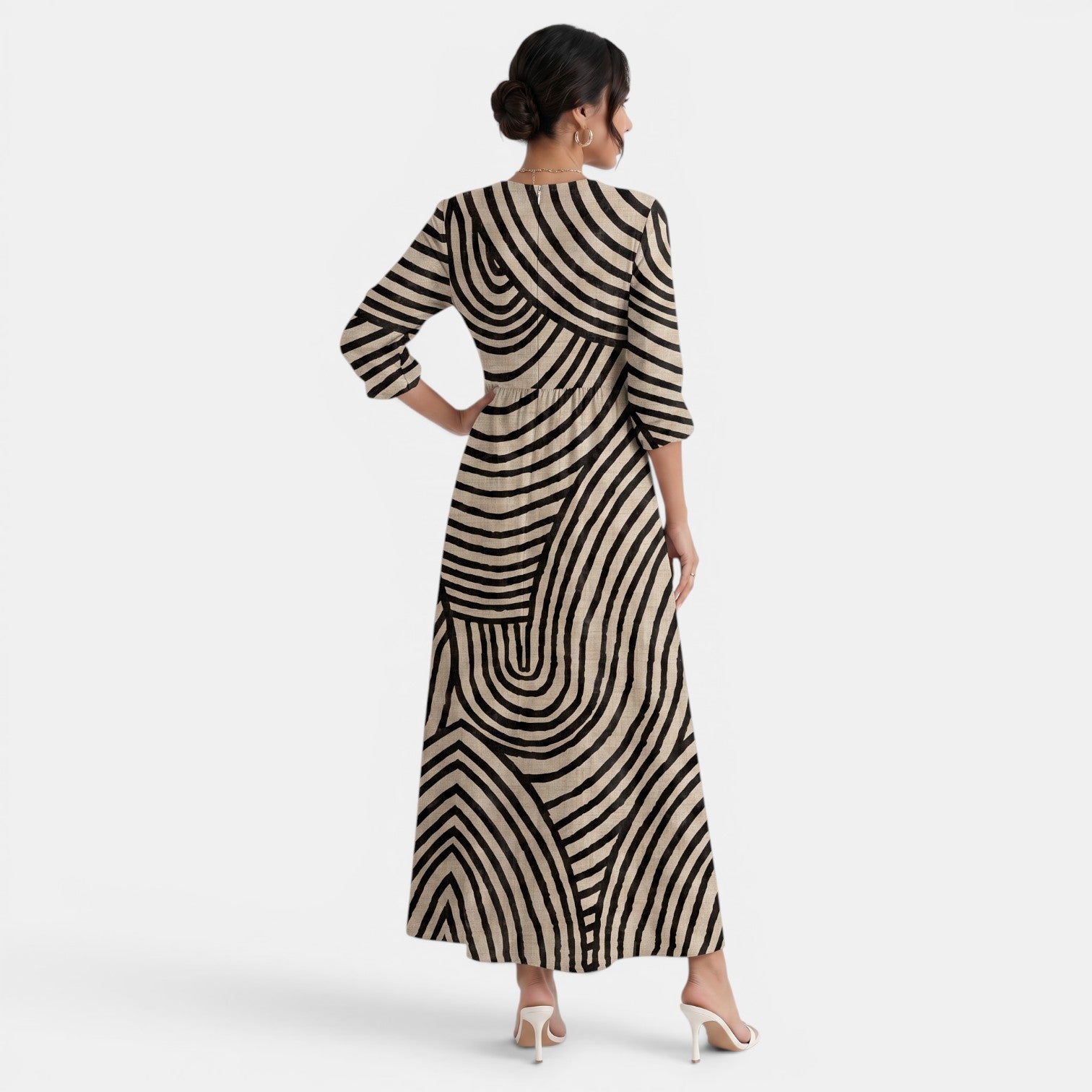 Printed Linen Midi Dress