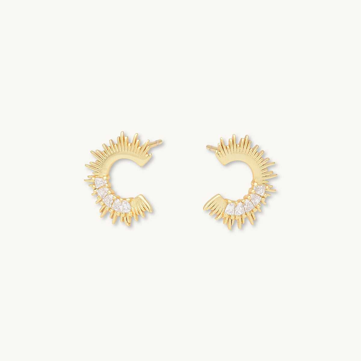 Crescent Moon Zirconia C Stud Earrings