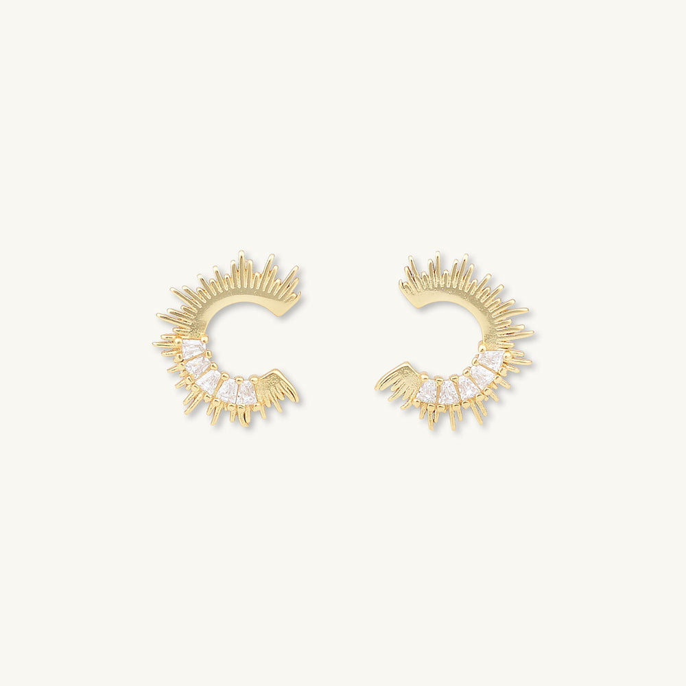 Crescent Moon Zirconia C Stud Earrings
