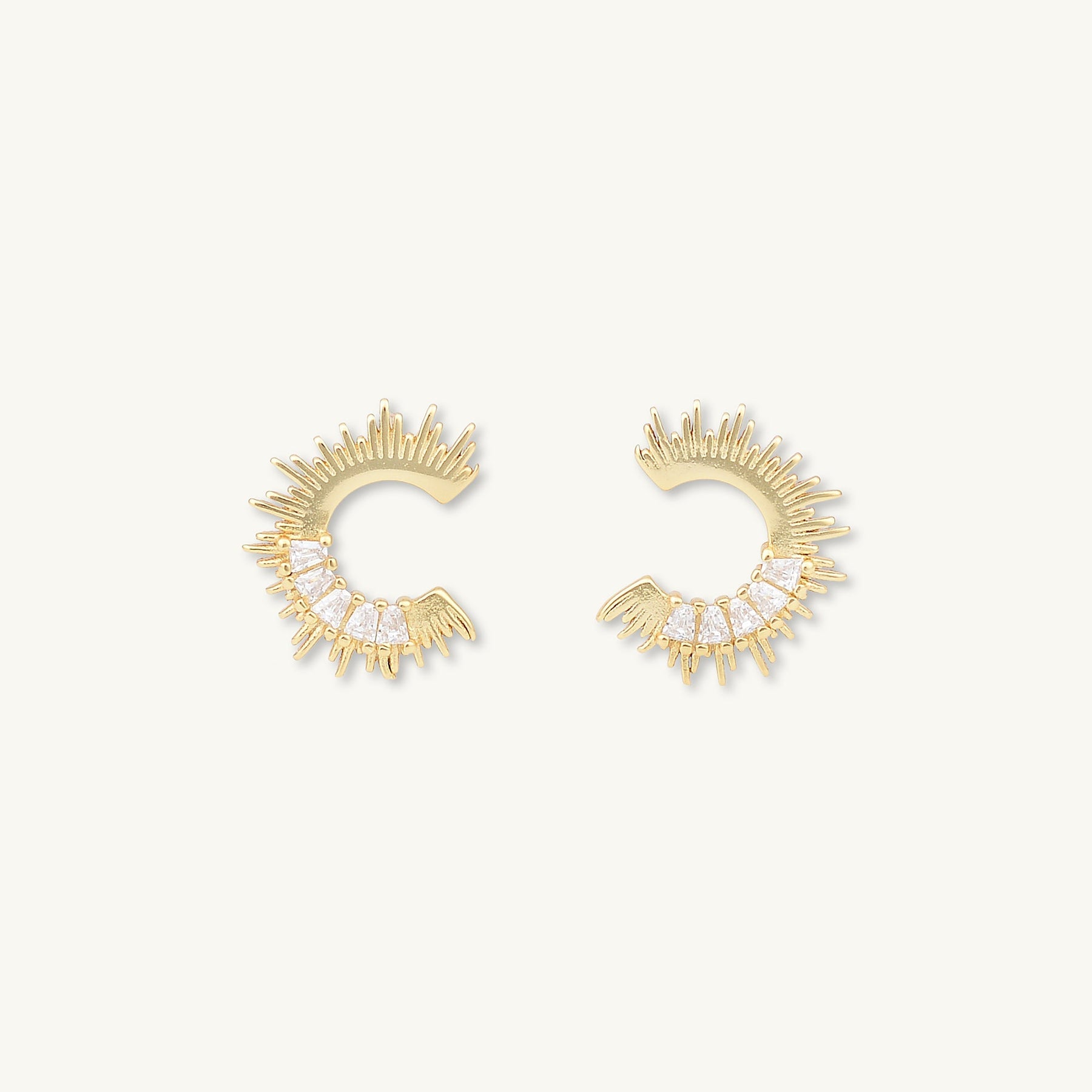 Crescent Moon Zirconia C Stud Earrings