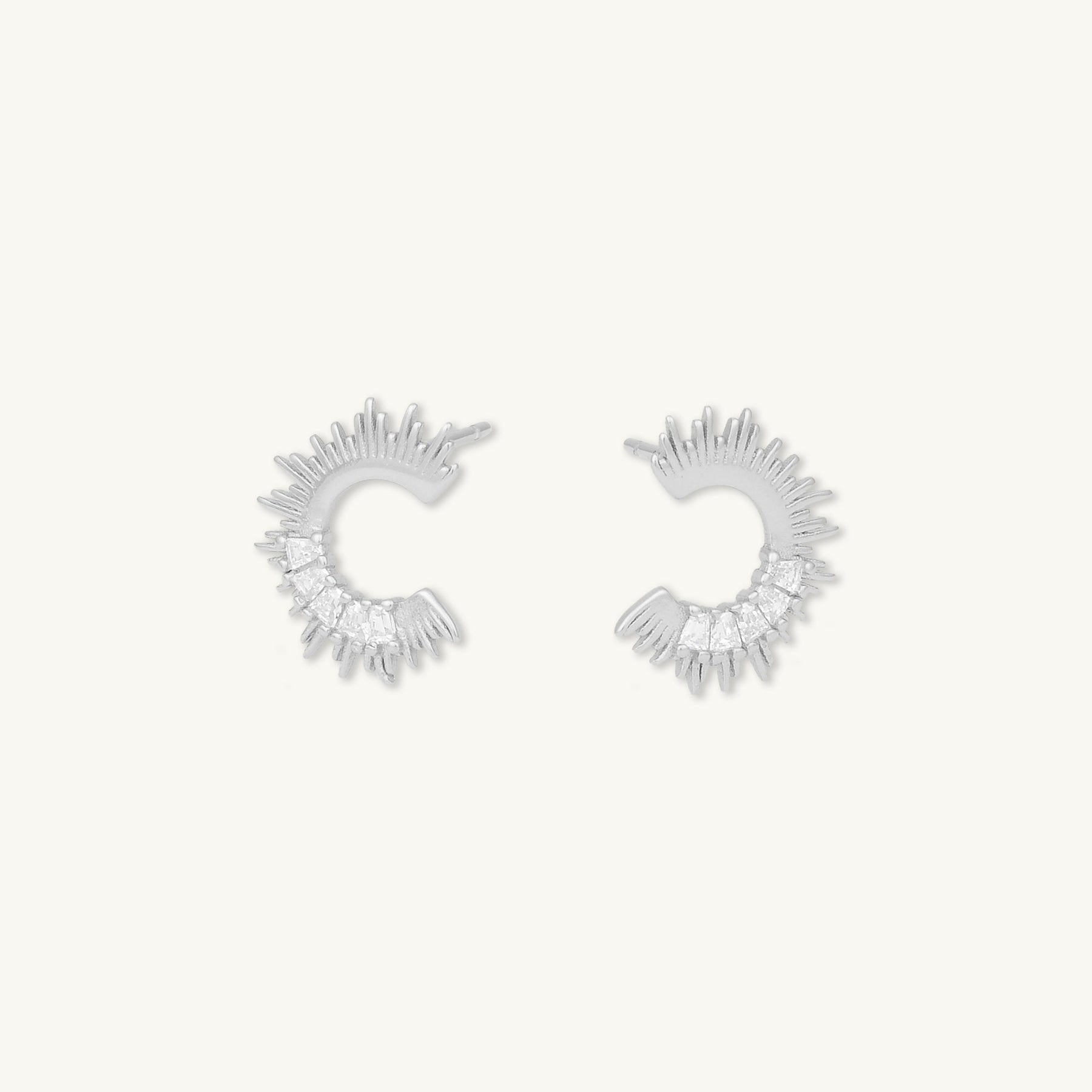 Crescent Moon Zirconia C Stud Earrings