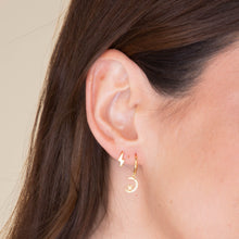 Crescent Moon Zirconia Huggie Earrings