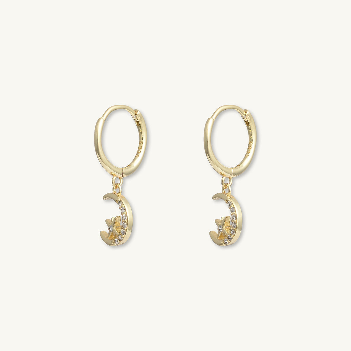 Crescent Moon Zirconia Huggie Earrings