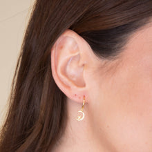 Crescent Moon Zirconia Huggie Earrings