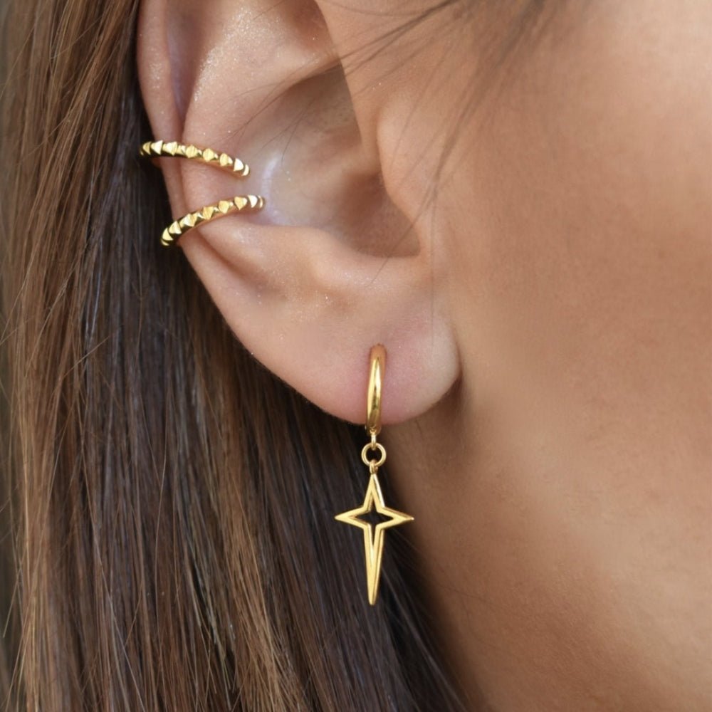 Cross Drop Hoop Earrings