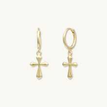 Cross Hoop Huggie Earrings