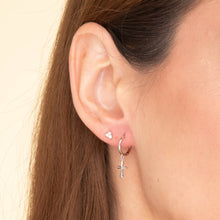 Cross Hoop Huggie Earrings