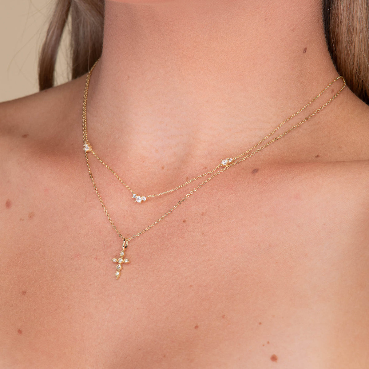 Trio Sapphire Station Chain Necklace