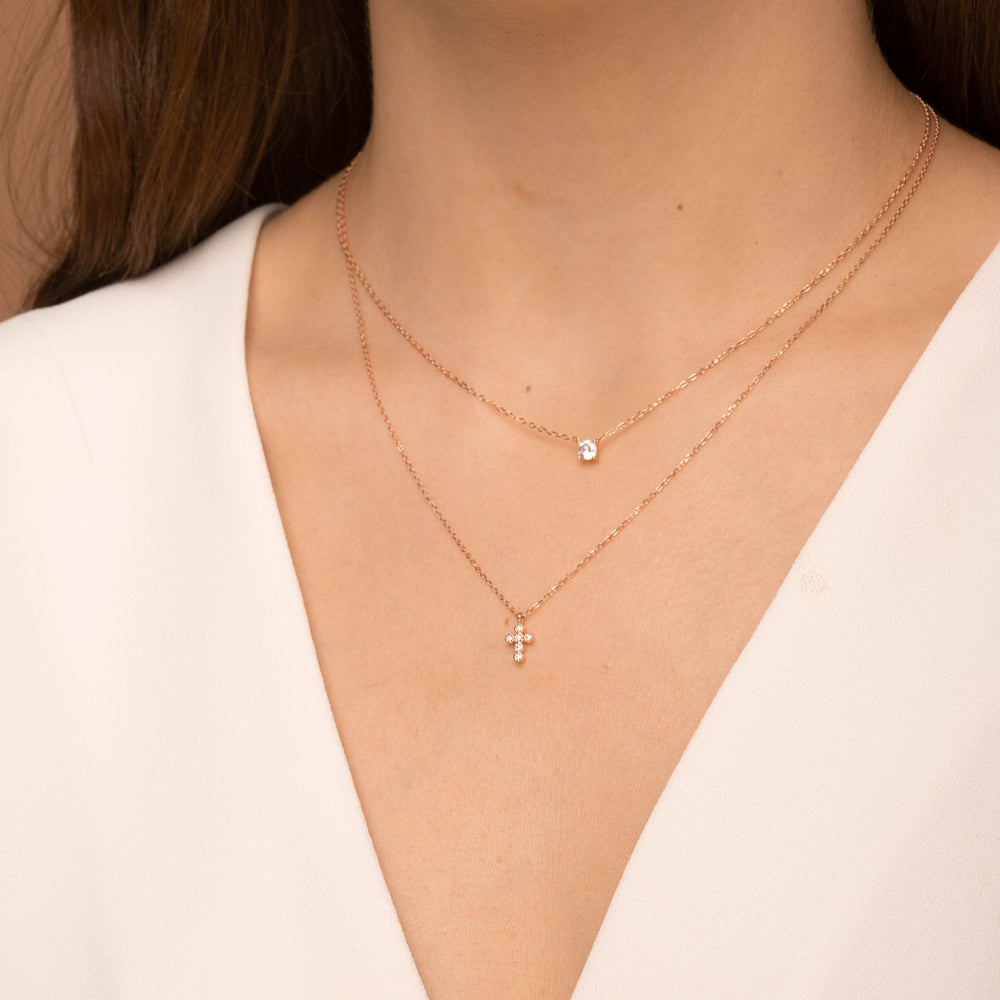 Cross Sapphire Chain Necklace