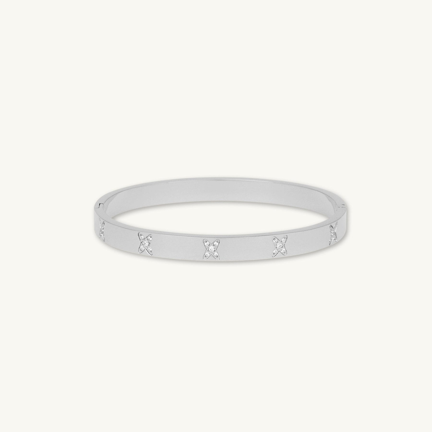 Cross Sapphire Hinged Bangle Bracelet