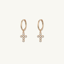 Cross Sapphire Huggie Earrings