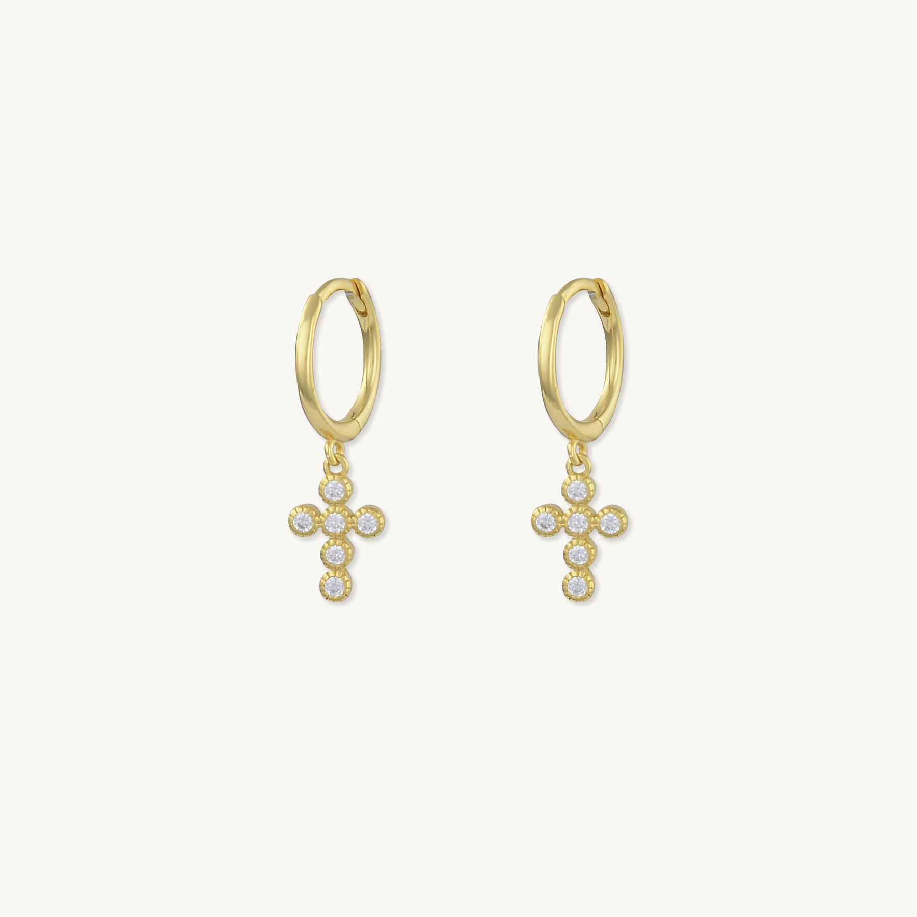 Cross Sapphire Huggie Earrings