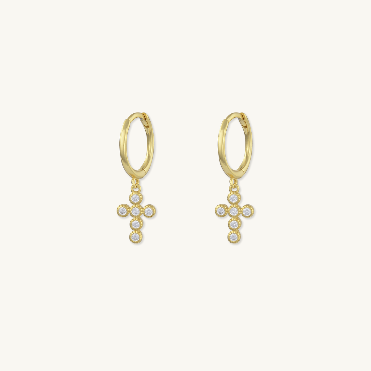Cross Sapphire Huggie Earrings