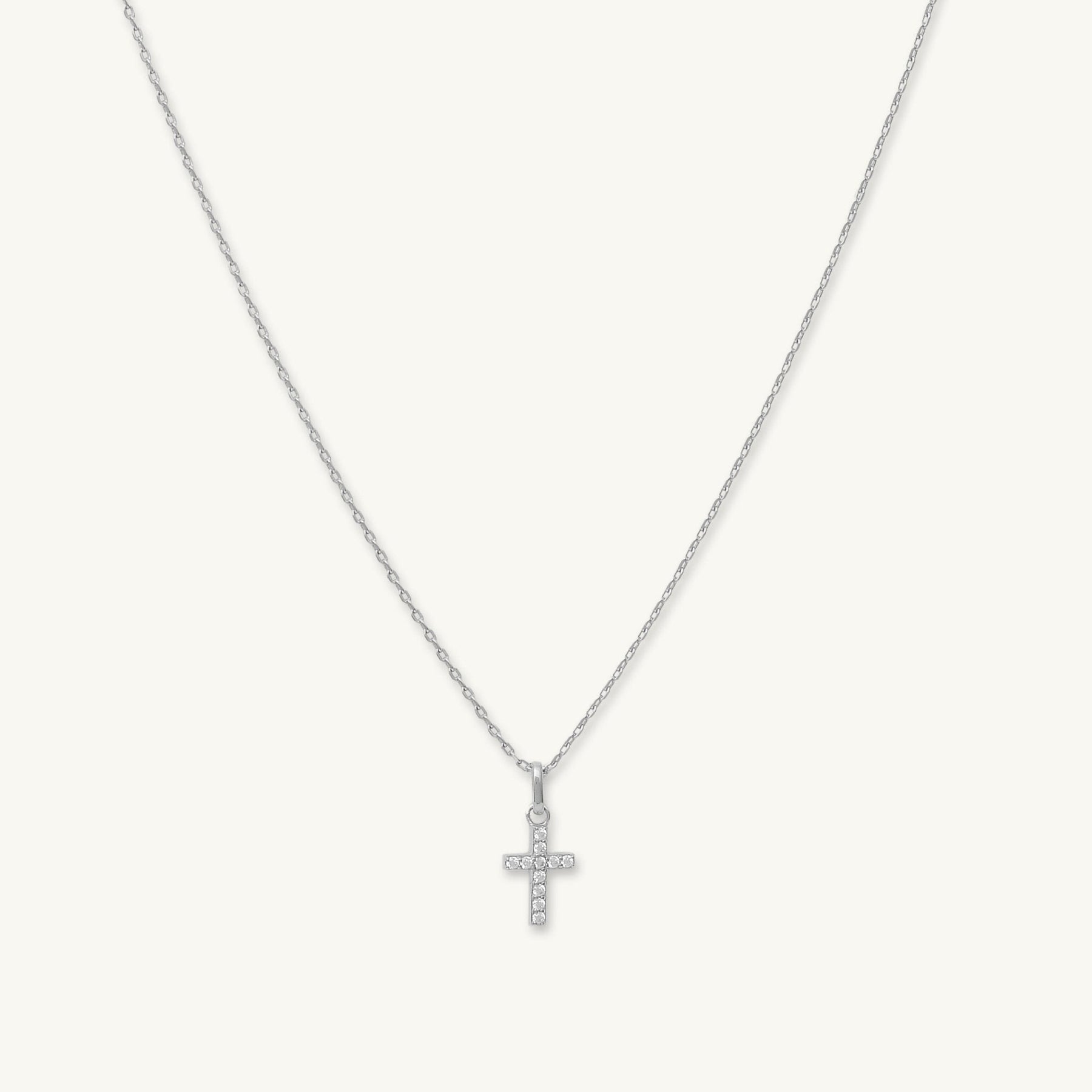 Cross Sapphire Pendant Chain Necklace