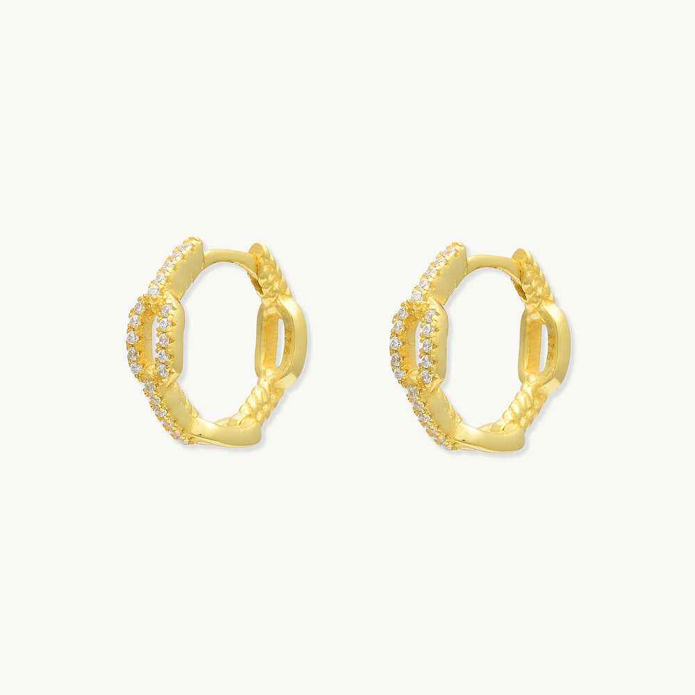 Cuban Link Sapphire Huggie Hoop Earrings