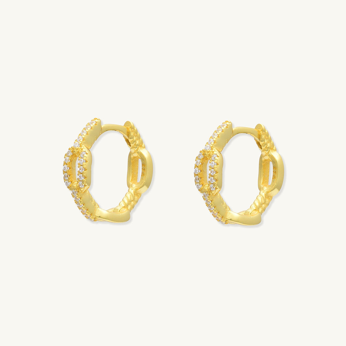 Cuban Link Sapphire Huggie Hoop Earrings