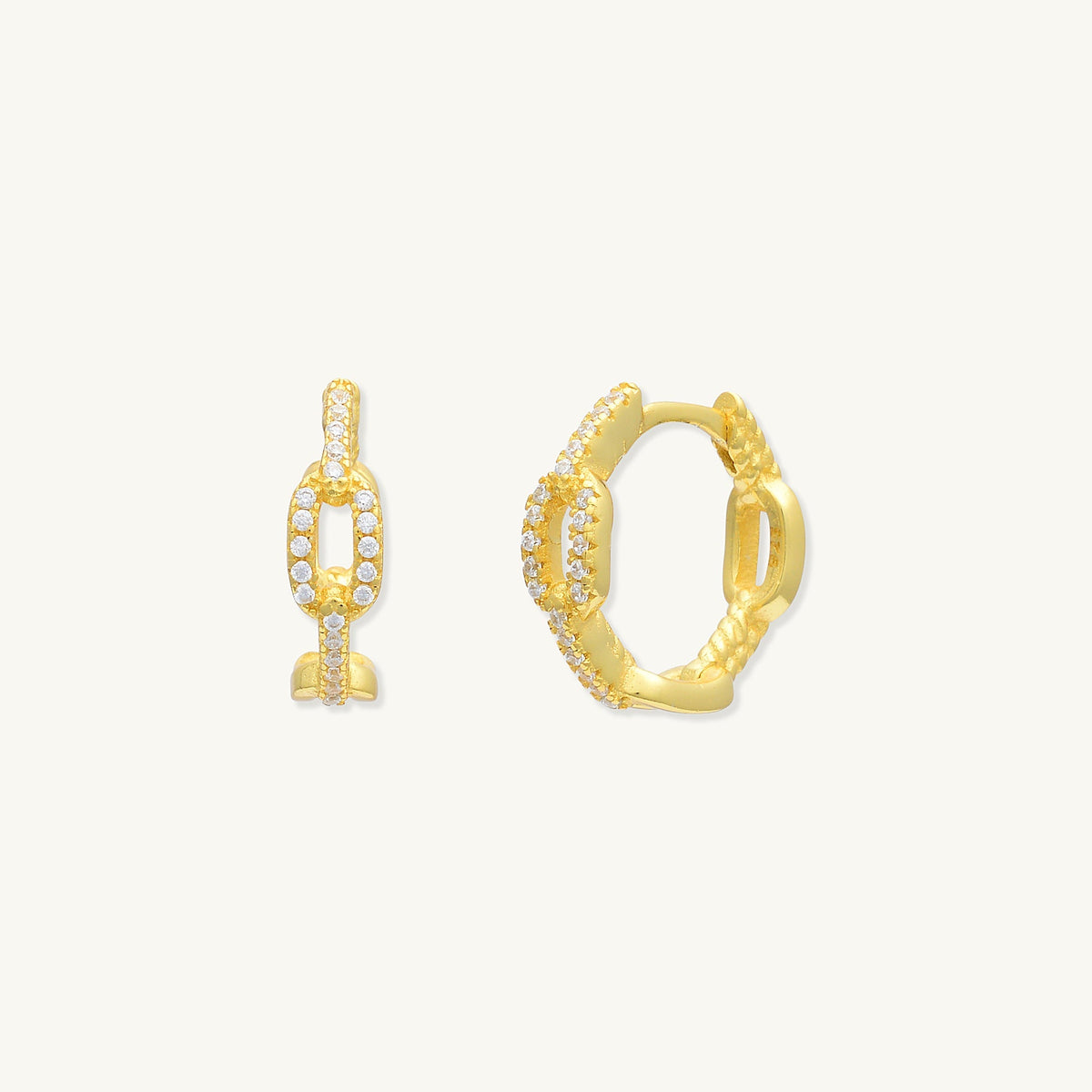 Cuban Link Sapphire Huggie Hoop Earrings