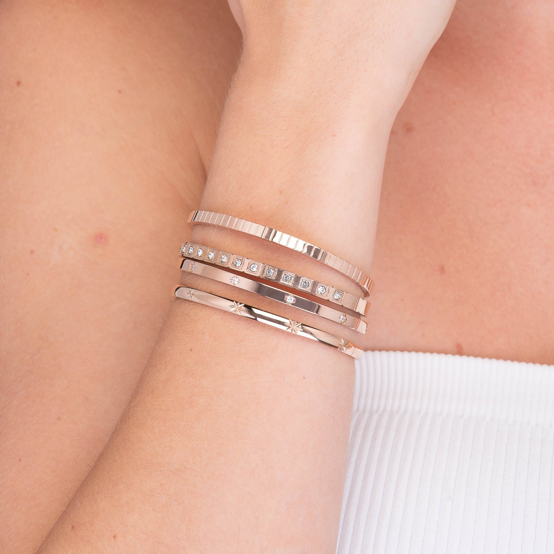 Cube Sapphire Hinged Bangle Bracelet