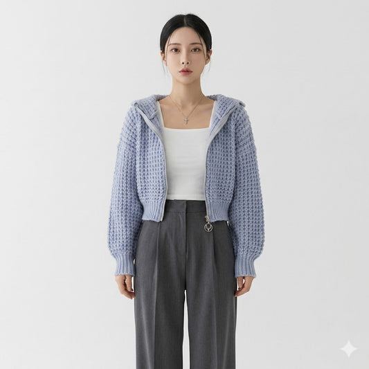 Sophie Moreau | Luxury Knit Zip Hoodie For Women