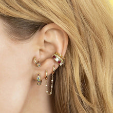 Dangling Sapphire Hoop Earrings