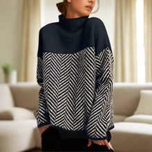 Stella Femme Turtleneck Sweater – Warm Sweater with Elegant & Comfortable Chevron Pattern for Winter
