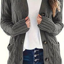 Lissy Gilet Femme – Warm Cable Knit Cardigan with Buttons & Modern Comfortable Fit