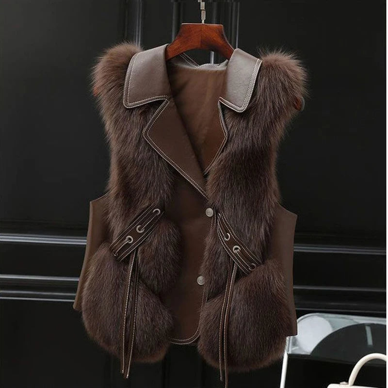 Dilara Women's Vest in Faux Fur – Elegant Design with Adjustable Cut & Soft Lining