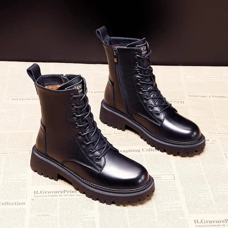 Daisy Women's Combat Boots – Warm Winter Lace-up Boots with Faux Fur Lining