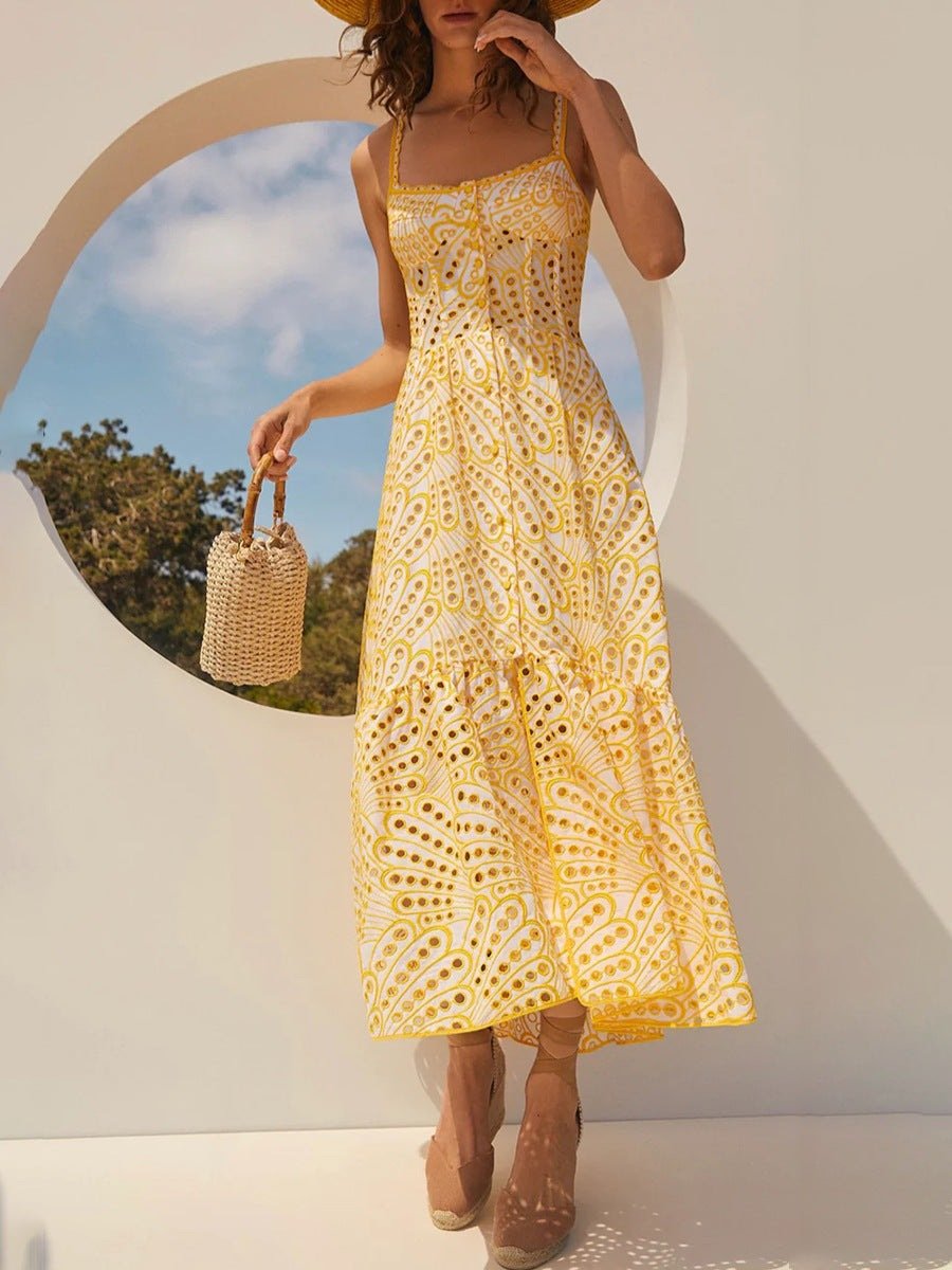 Brylene Maxi Dress Women – Cotton Embroidery, Summer Bohemian Look & Airy Comfort