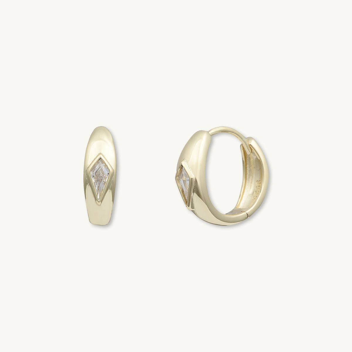 Dome Sapphire Huggie Earrings