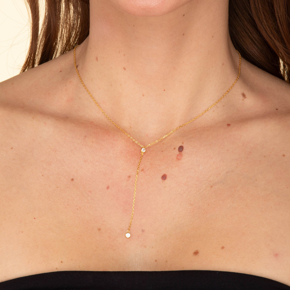 Double Bezel Drop Chain Y Necklace