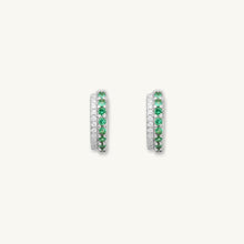 Double Emerald Pave Huggie Hoop Earrings