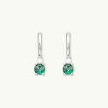 Double Emerald Solitaire Huggie Earrings