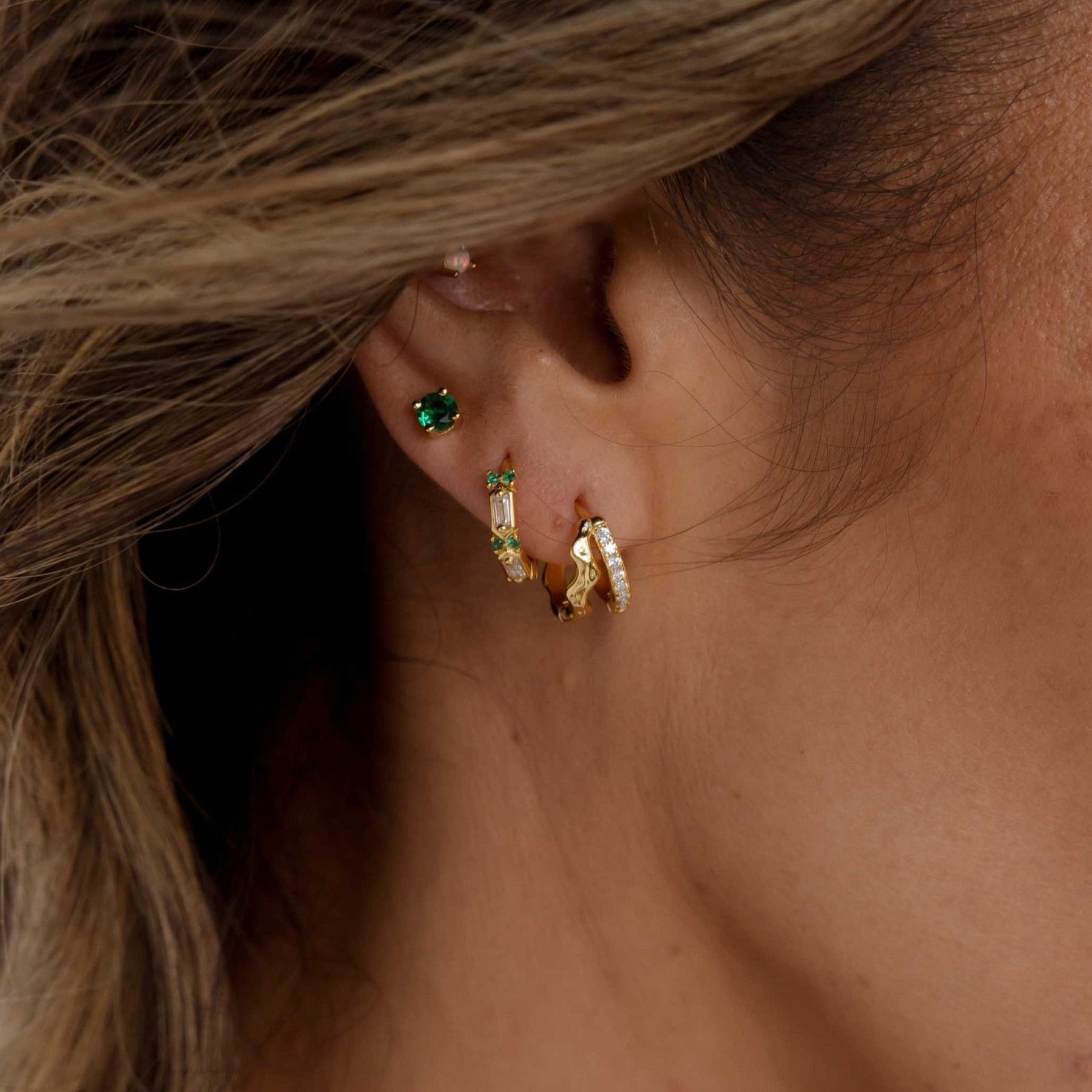 Double Molten Sapphire Huggie Earrings