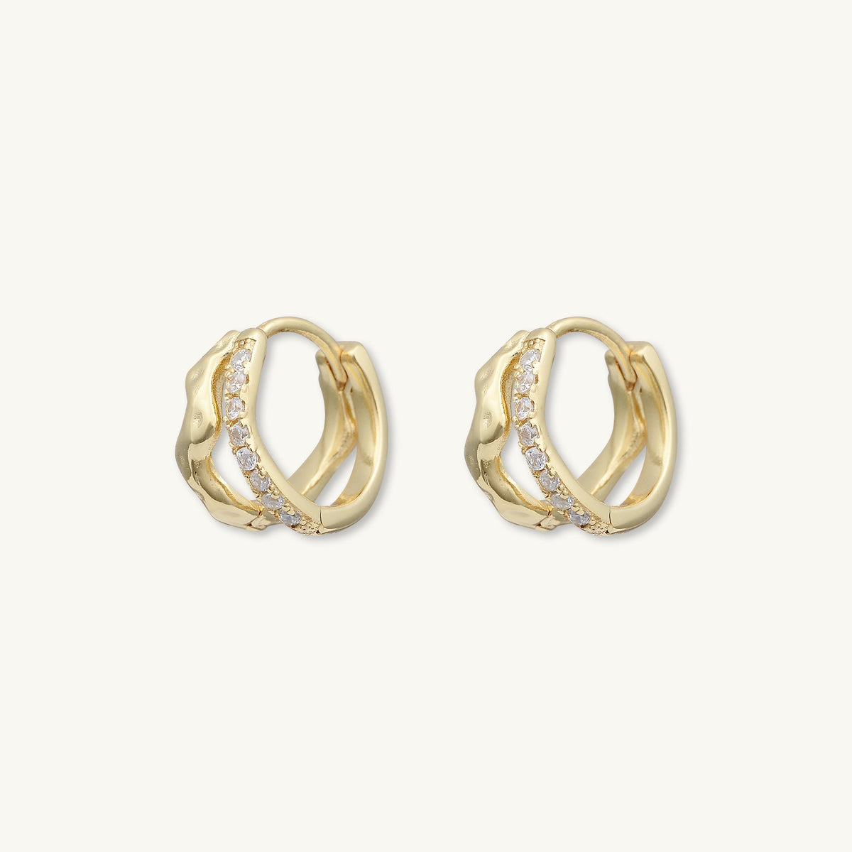 Double Molten Sapphire Huggie Earrings