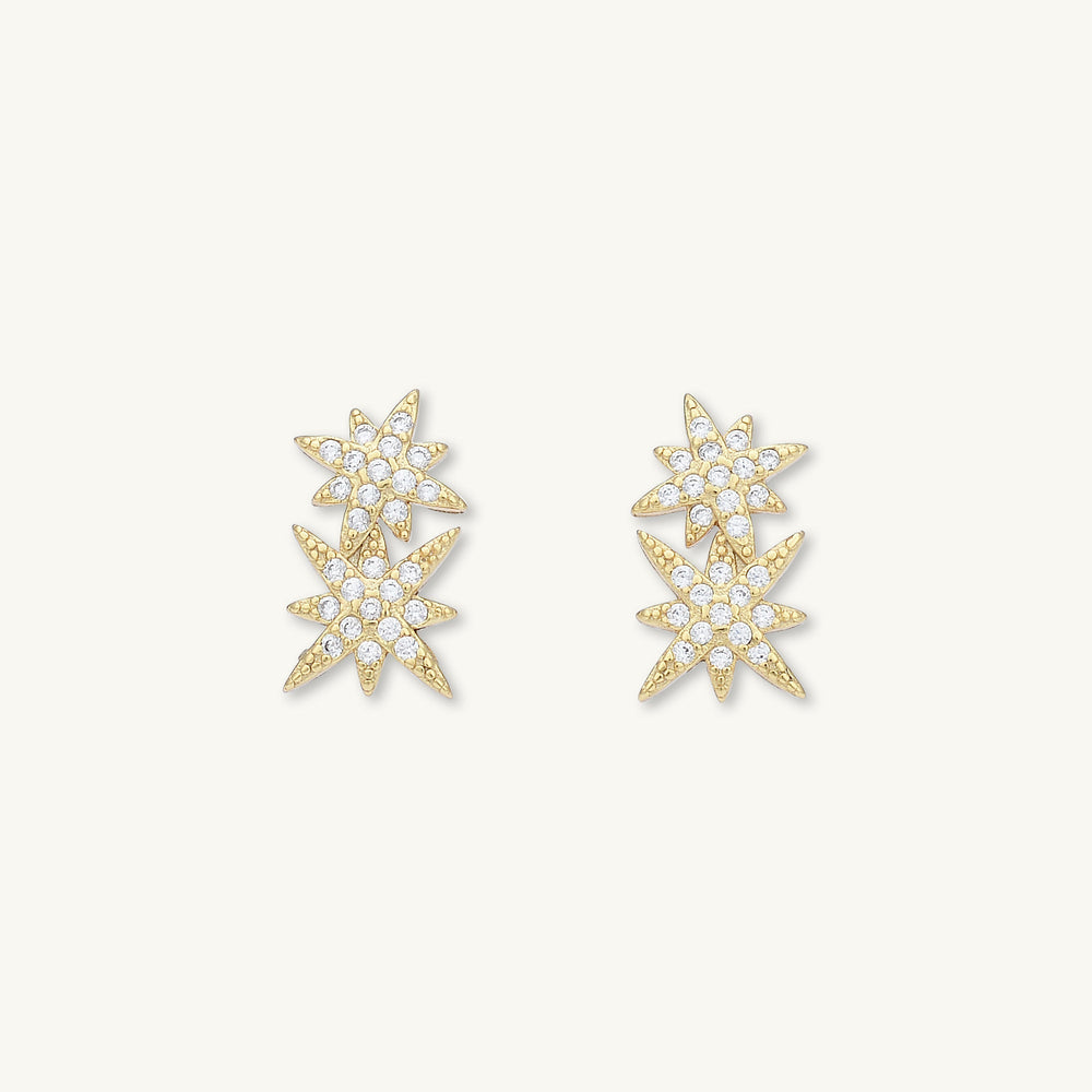 Double North Star Sapphire Stud Earrings