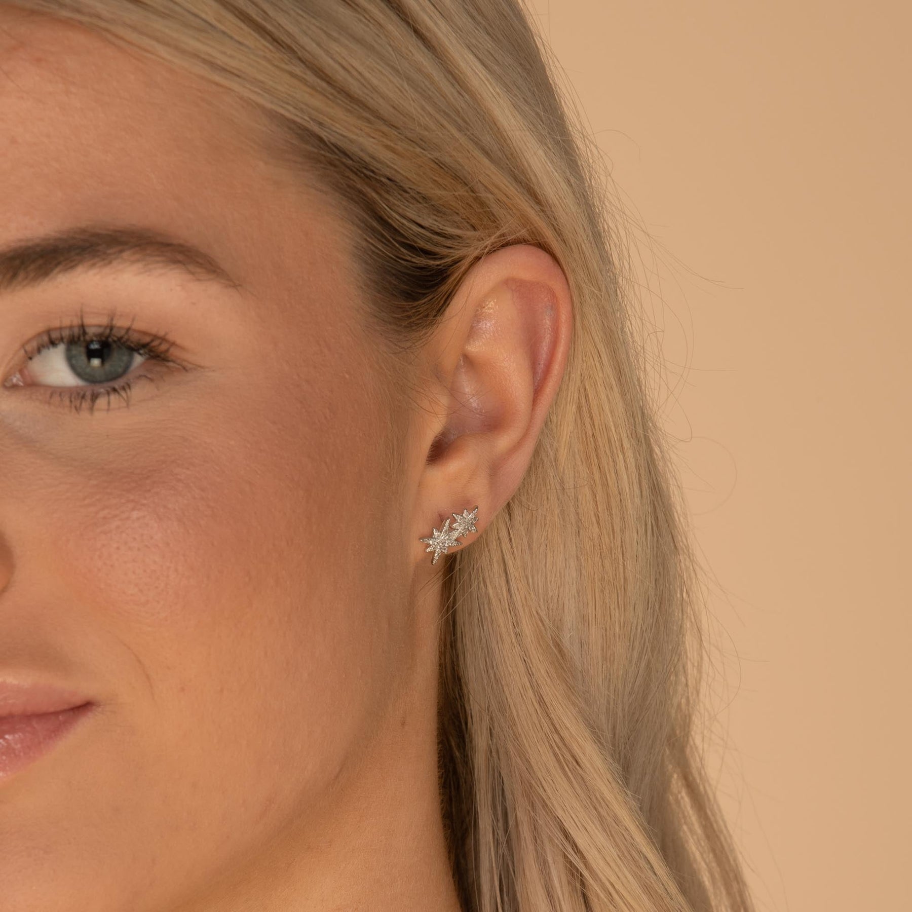Double North Star Sapphire Stud Earrings