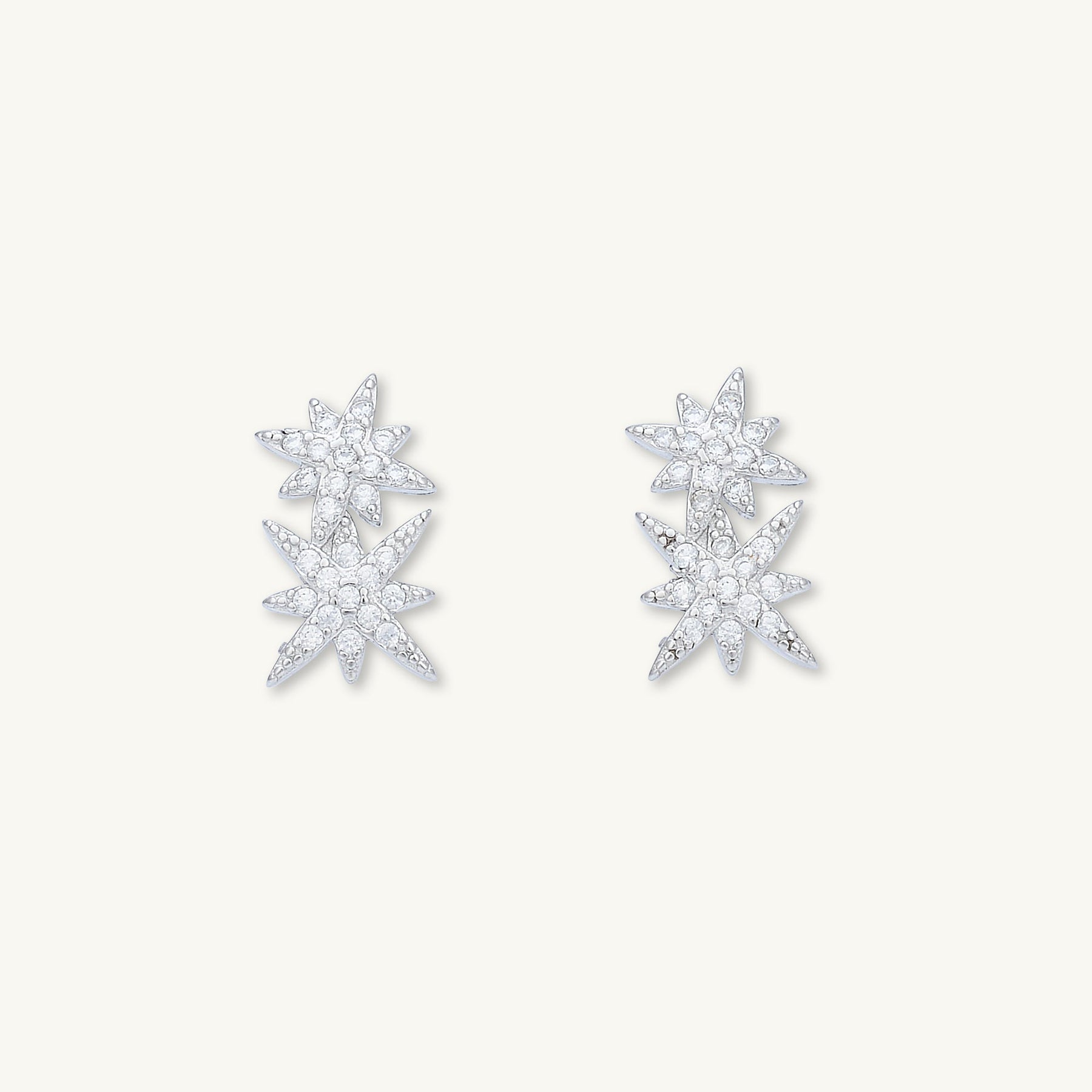 Double North Star Sapphire Stud Earrings