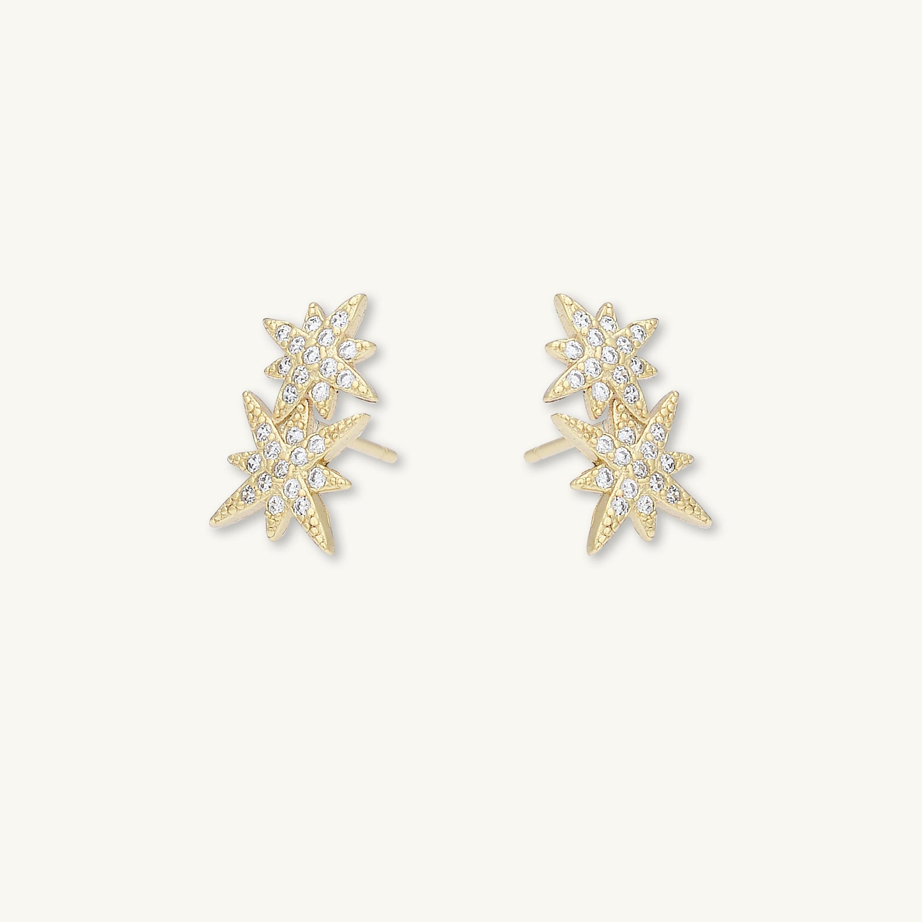 Double North Star Sapphire Stud Earrings