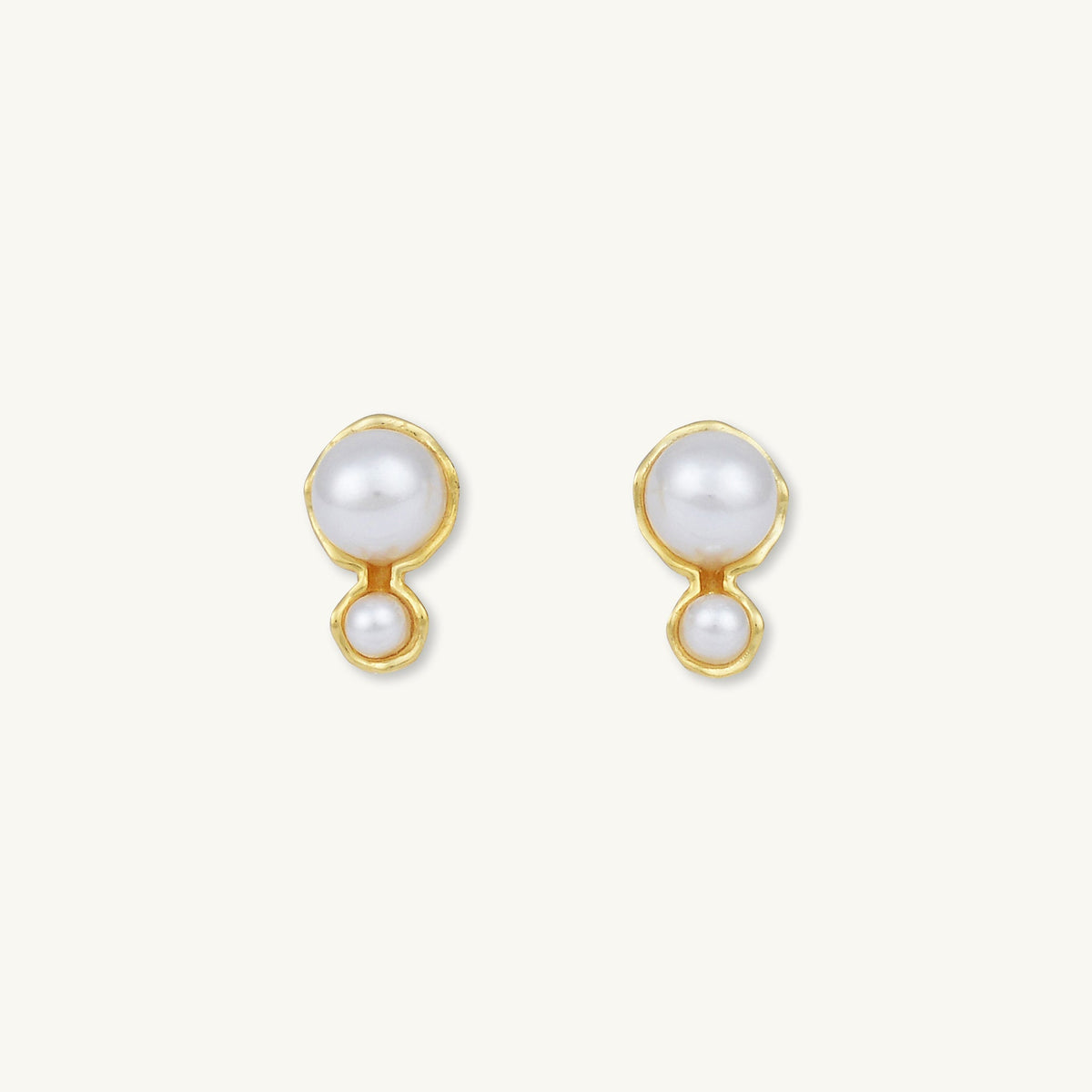 Double Pearl Stud Earrings