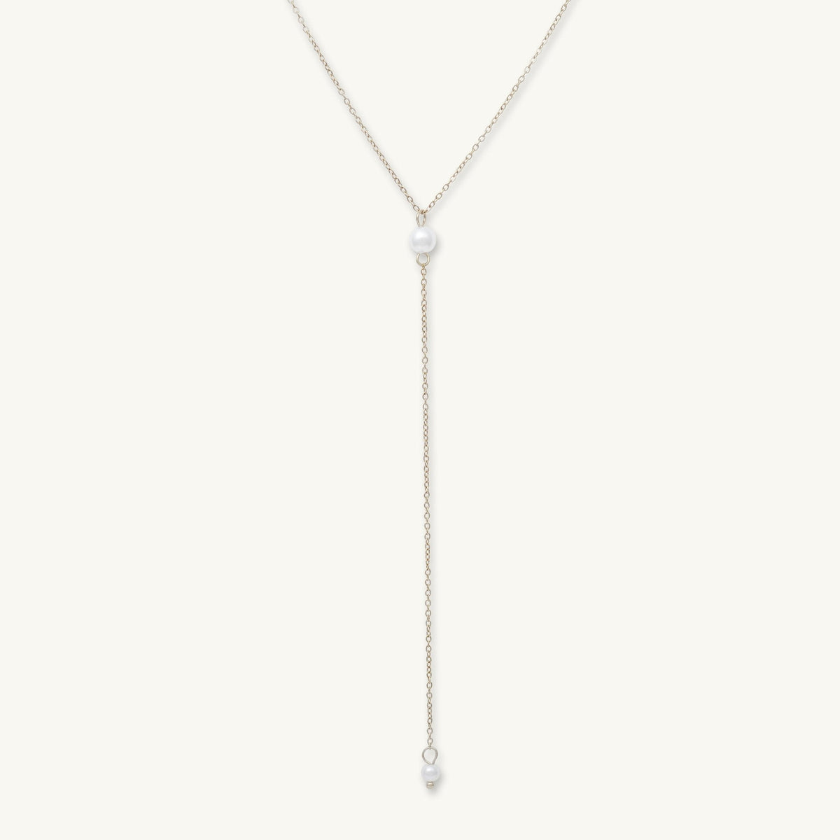 Double Pearl Y Drop Necklace