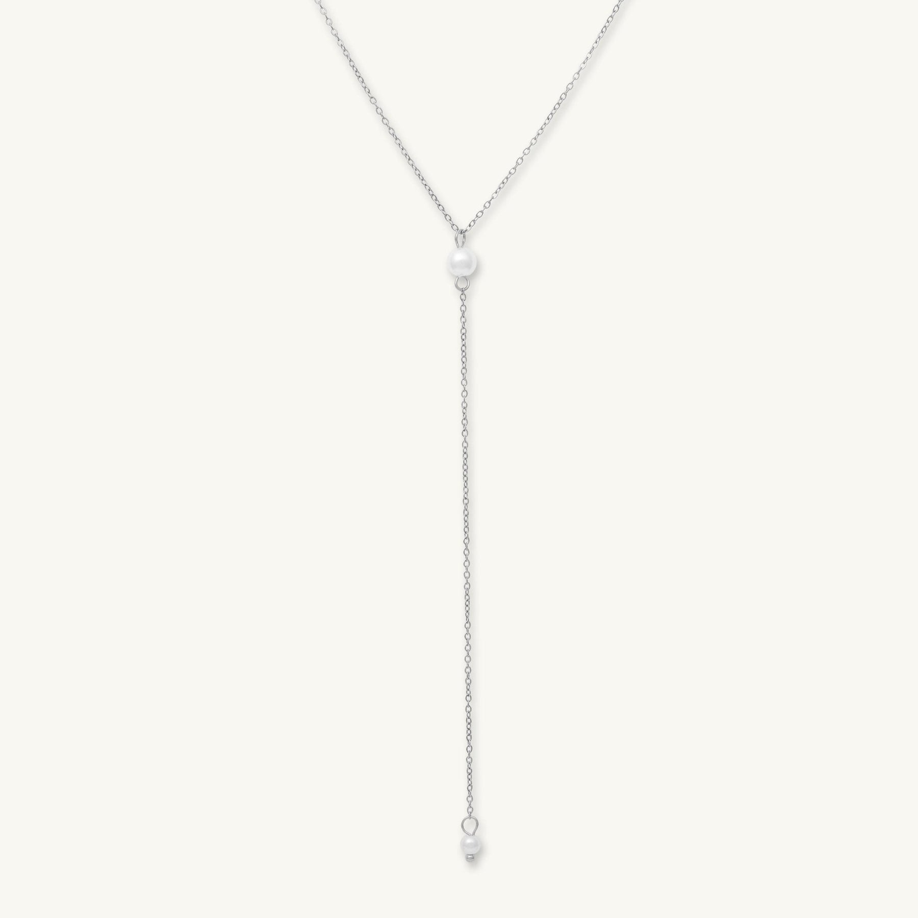 Double Pearl Y Drop Necklace