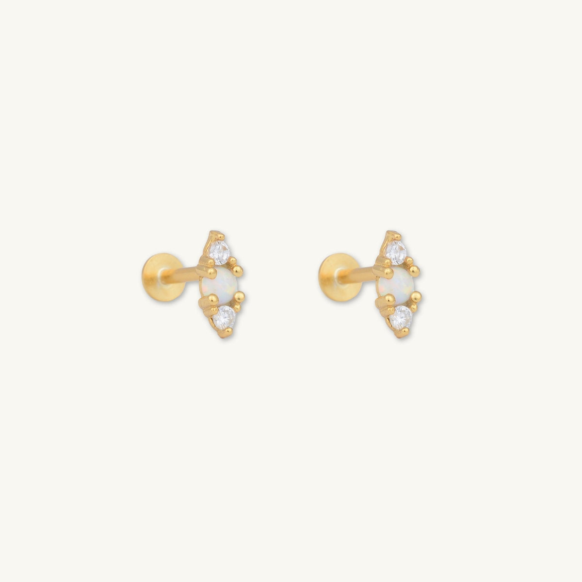 Double Sapphire Opal Flat Back Earrings