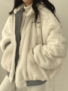 Daniela Teddy Oversize Jacket Women – Soft Reversible Bomber with Pockets & Streetwear Style