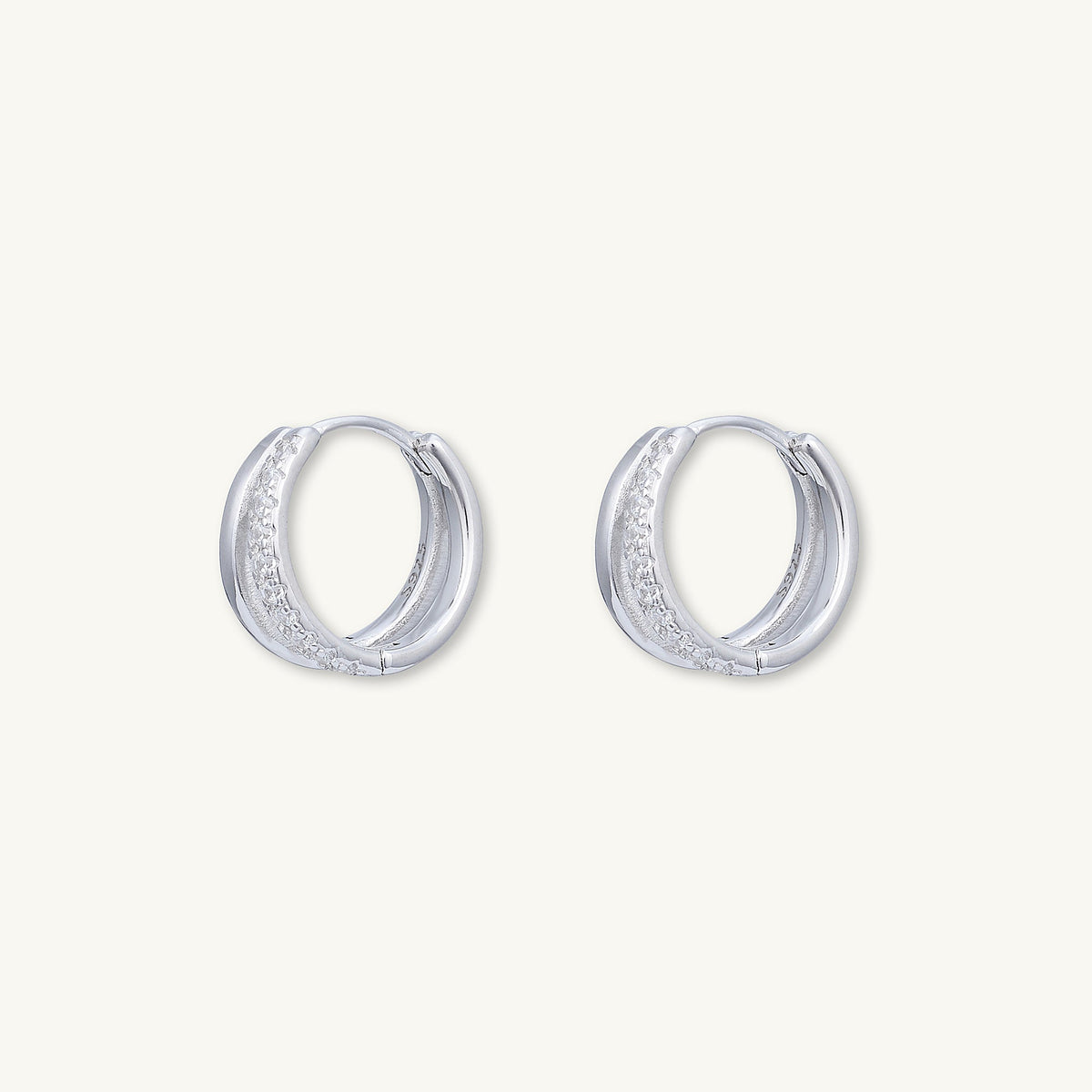 Double Zirconia Huggie Hoop Earrings