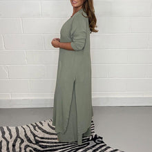 Tess Women's Two-Piece Set – Loose Long Top with High-Waisted Pants & Elastic Belt