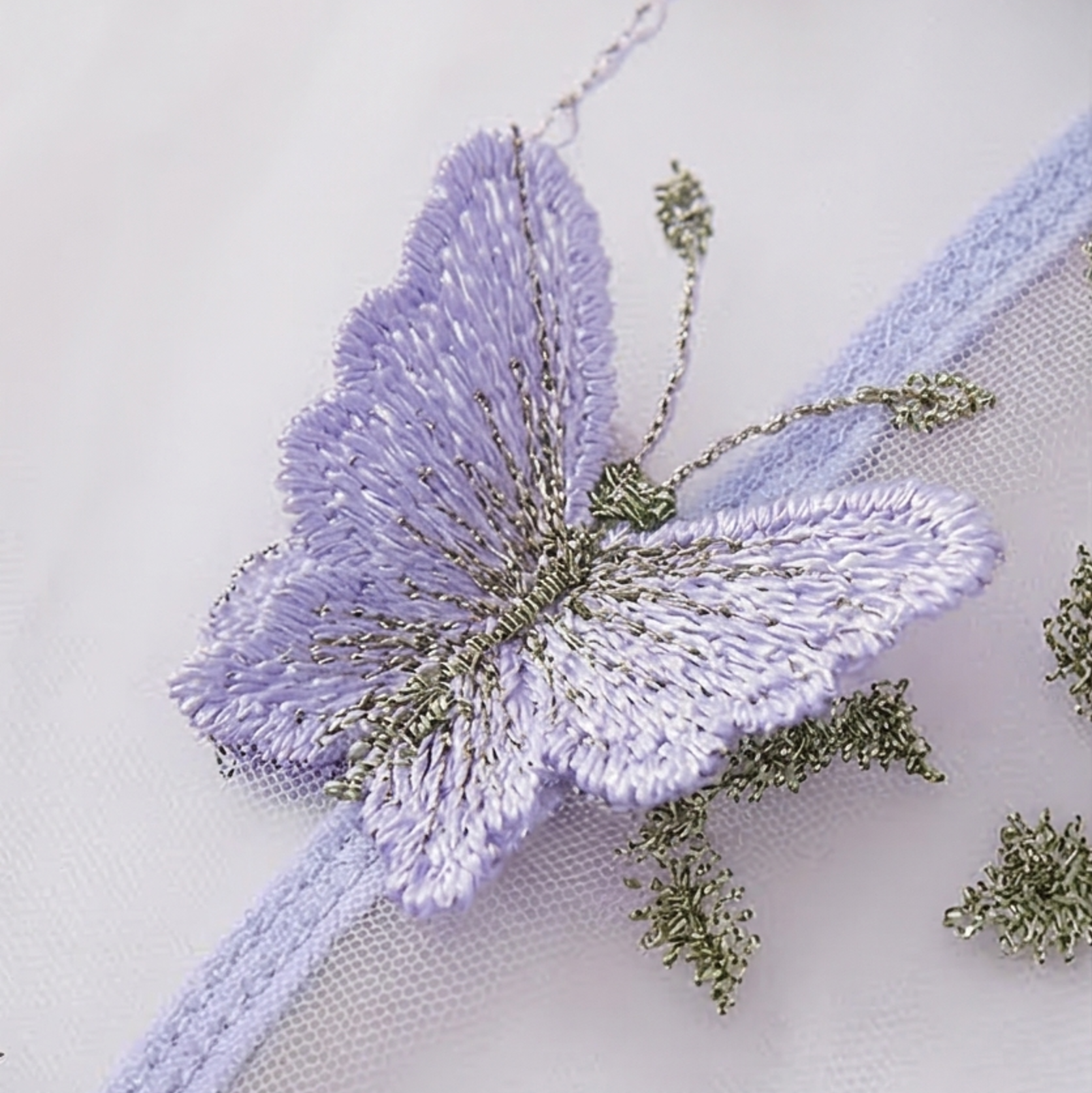 Papielle – Butterfly Embroidery Mesh Nightdress Set