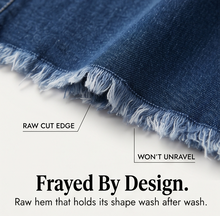 Veluna – Curve-Flattering Frayed Hem Denim Skirt