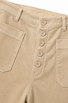 Wideluxe – High-Waisted Stretch Corduroy-Look Wide-Leg Trousers